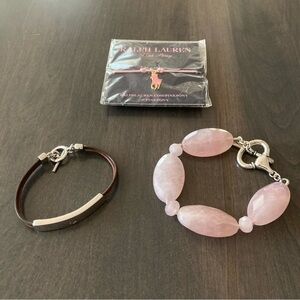 Ralph Lauren Leather and Beaded Bracelets Bundle Set of 3